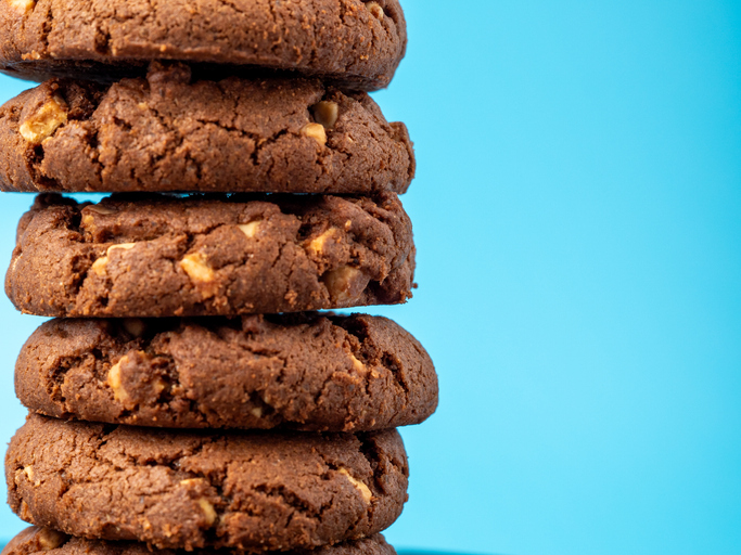 a stack of chocolate cookies