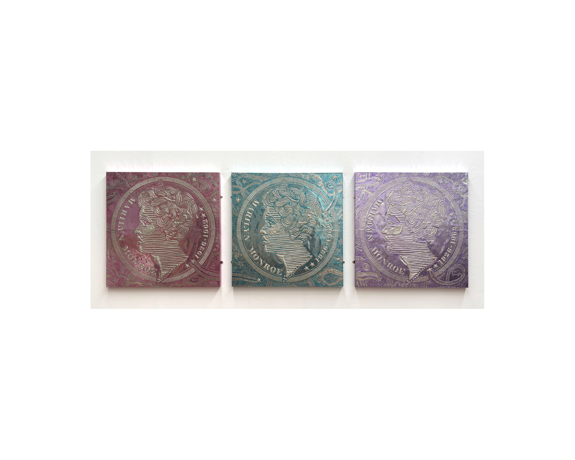 Marilyn Monroe coin art triptych