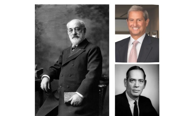 Photo collage of Marcus Goldman 1800's; Richard Friedman 2020's; Gustave Levy mid 1900's