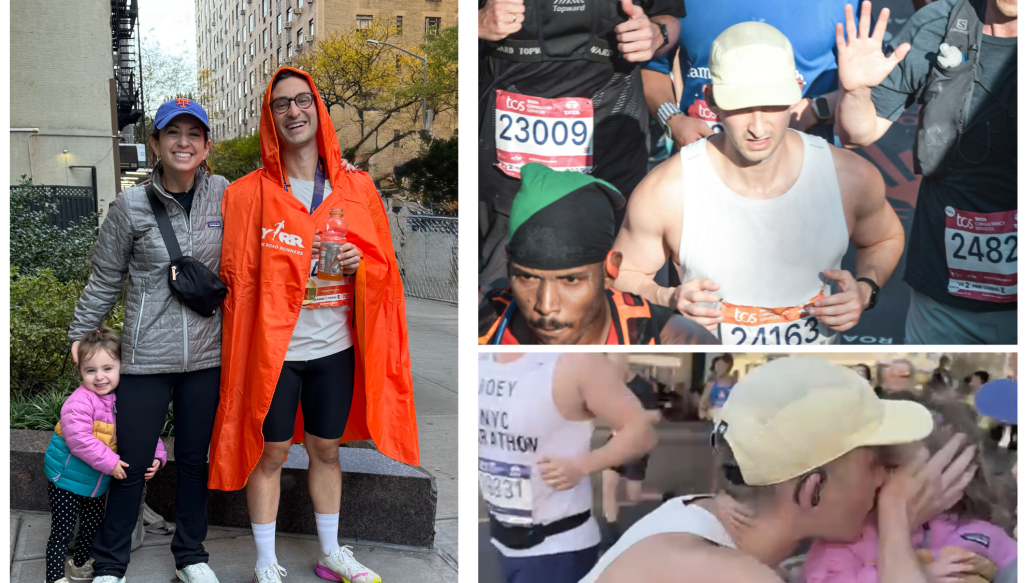 Collage of runner with family