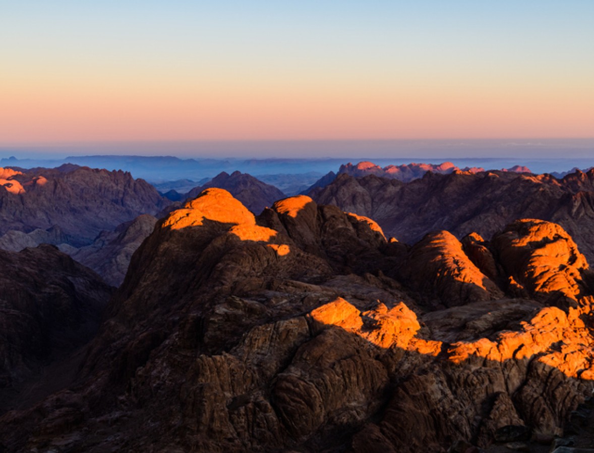 The peaks of Mount Sinai at sunrise