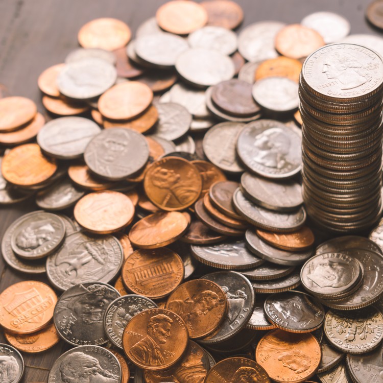 A pile of US coins